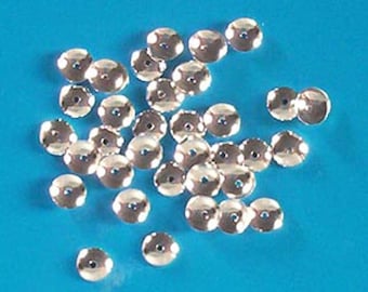 100 silver plated, 5mm diameter bead caps, findings for jewellery making crafts