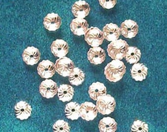 100 silver plated, 7mm diameter, fluted bead caps, findings for jewellery making crafts