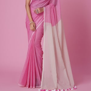 Mulmul Baumwolle Saree: Handgewebter leichter Sommer Saree