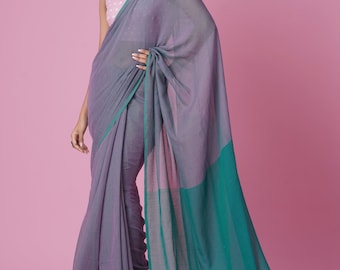 Mulmul Cotton Saree: Dual Tone saree, Lightweight Summer Sari
