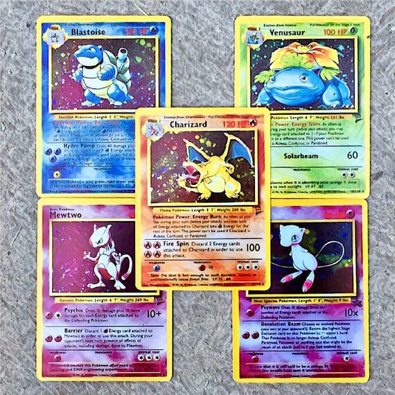 High Quality Proxy Holo Pokemon Card Classic 1999 Model Mew Two Charzard Venusaur Blastoide Rare