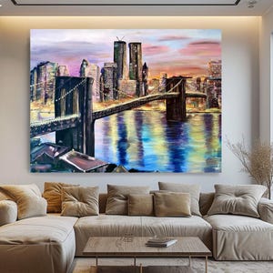 Brooklyn Bridge Kunstdruck Acryl Art Print – Modernes New York City Gemälde, Unikat, ZeitgenössischeWandkunst