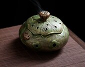 handmade Lotus Ceramic Incense bowl Incense holder Gongfu tea Japanese Chado incense burner