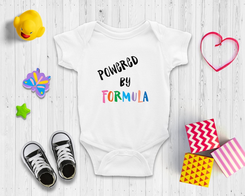 Cute Baby Shower Gift Powered by Formula Short and Long Sleeve Baby Bodysuit Funny /& Cheeky Baby Baby Announcement
