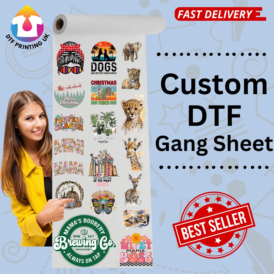 DTF Transfer Sheet Custom Dtf Ready to Press High Quality DTF Transferstransfer 100cm X 55cm