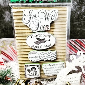 118-a-b Get Well Stamp set, Heaven Sent/Angel Mail stamp, Official Heaven sent stamp set
