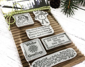Christmas Stamp - Rubber Stamp - Cling Mount Rubber Stamp - Holiday Stamp - Stamps - Christmas Sayings - Border Stamp - Santa Stamp - 101-a