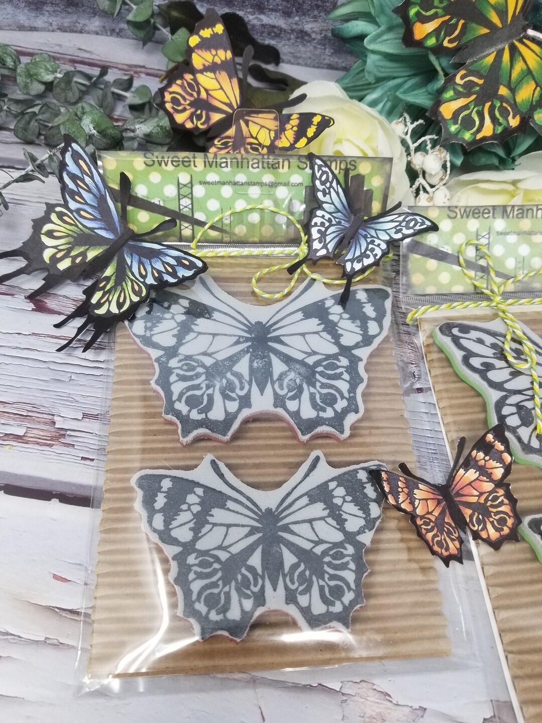 2 Butterfly Ribbons 173-a Two Beautiful Butterflies, Large Butterflies, Ribbon Butterflies ...