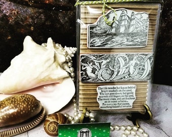 180-a Victorian ship on the ocean, Mermaid, sea nymph's, sentiment stamp, deep etched Rubber stamp set, cling mounted stamp