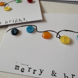 Vintage Button Christmas Card: Handmade String Lights