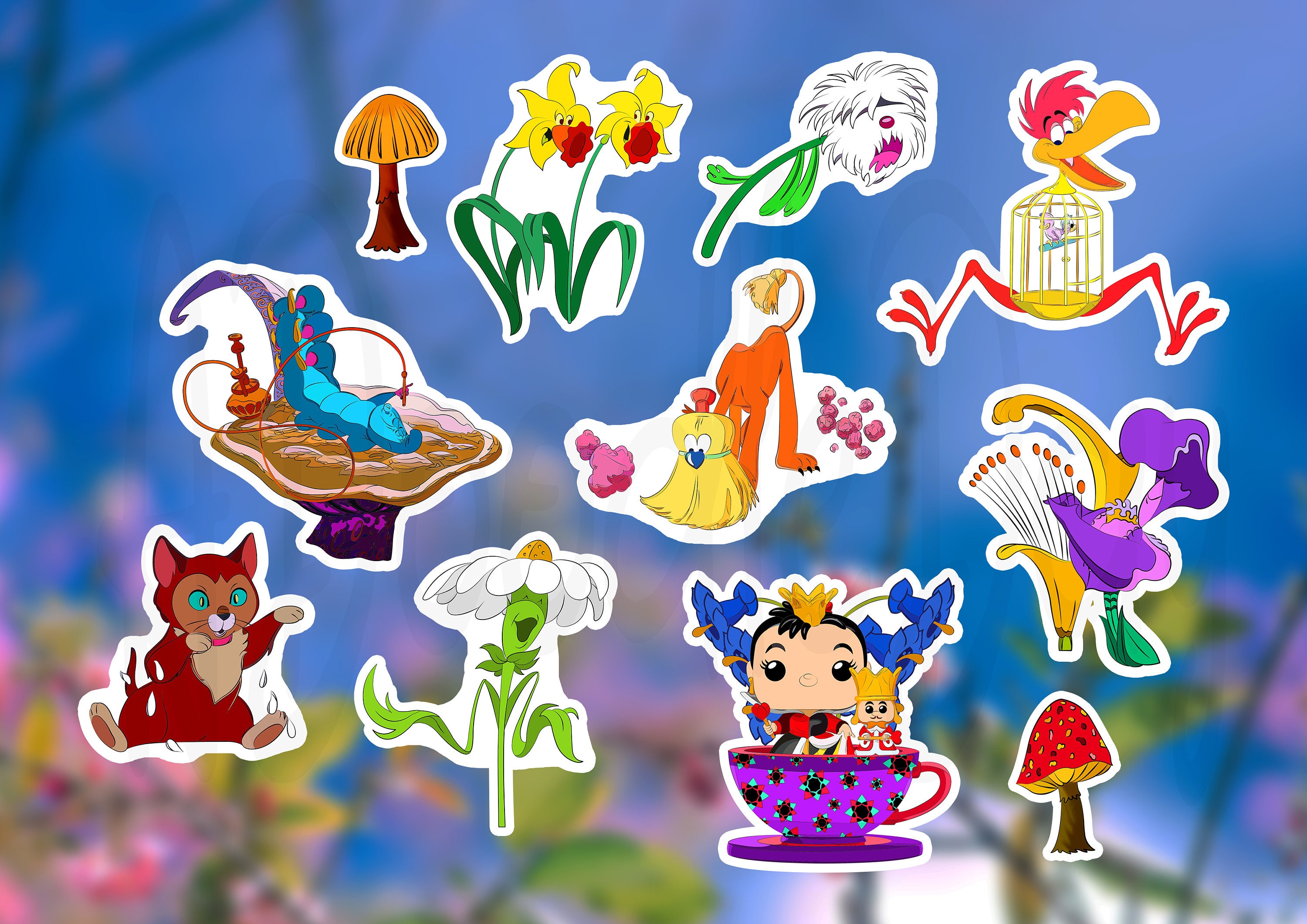 Alice in Wonderland Vinyl Sticker Pack Etsy