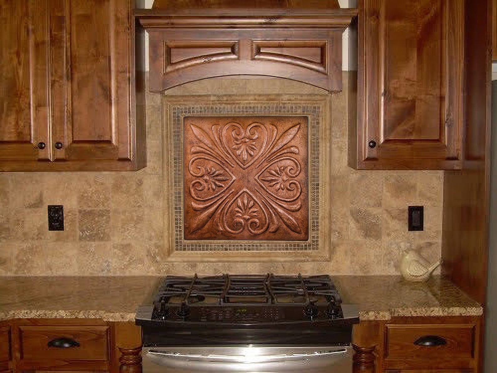 Rubbed Copper Backsplash Tile Hammered Copper Tile Backsplash - Etsy