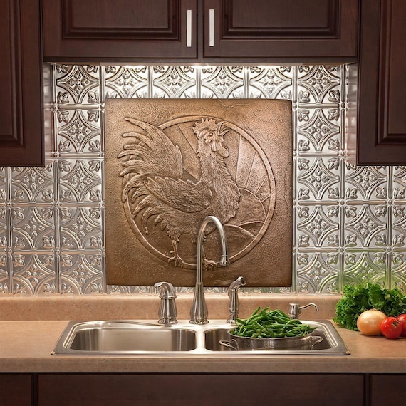 Bronze Rooster Backsplash Tile, Backsplash Tile, Rooster Backsplash Tile,  Rooster Tile Mural 