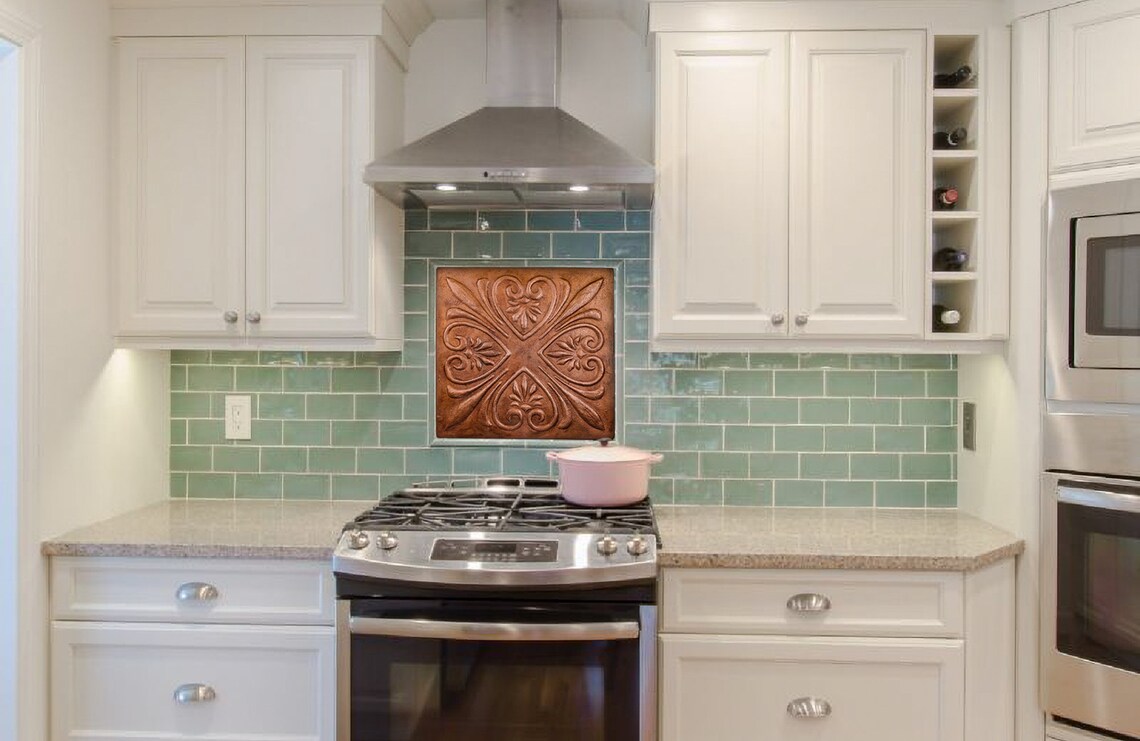 Rubbed Copper Backsplash Tile Hammered Copper Tile Backsplash Etsy