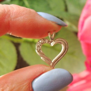 Heart gold pendant, 14 Kt white gold pendant, heart shape gold pendant, Love pendant, white gold pendant, Heart love gift, gift for her,79
