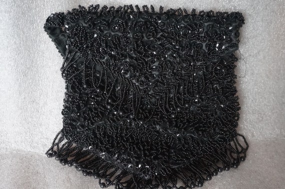 1950s Black BEADED Evening purse, Handbag Hand Ma… - image 2