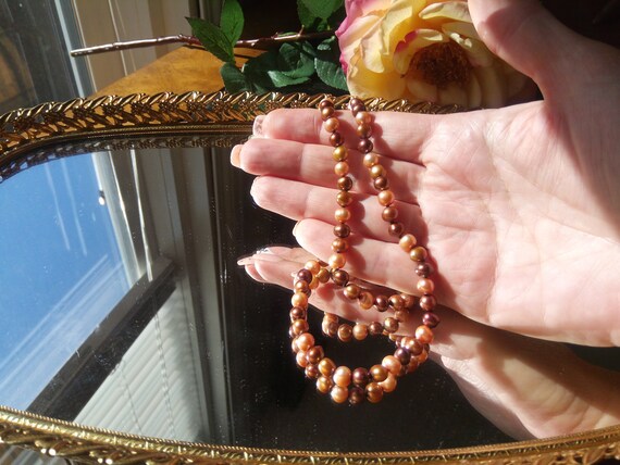 Vintage Genuine fresh water pearls necklace, 7 mm… - image 5