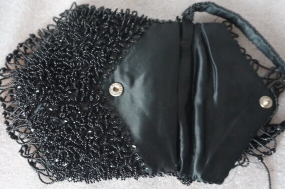 1950s Black BEADED Evening purse, Handbag Hand Ma… - image 8