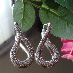 Vintage grote sterling zilveren oorbellen, Vintage Sterling zilveren oorbellen met stenen, Cadeau idee voor haar, gratis geschenkdoos 058