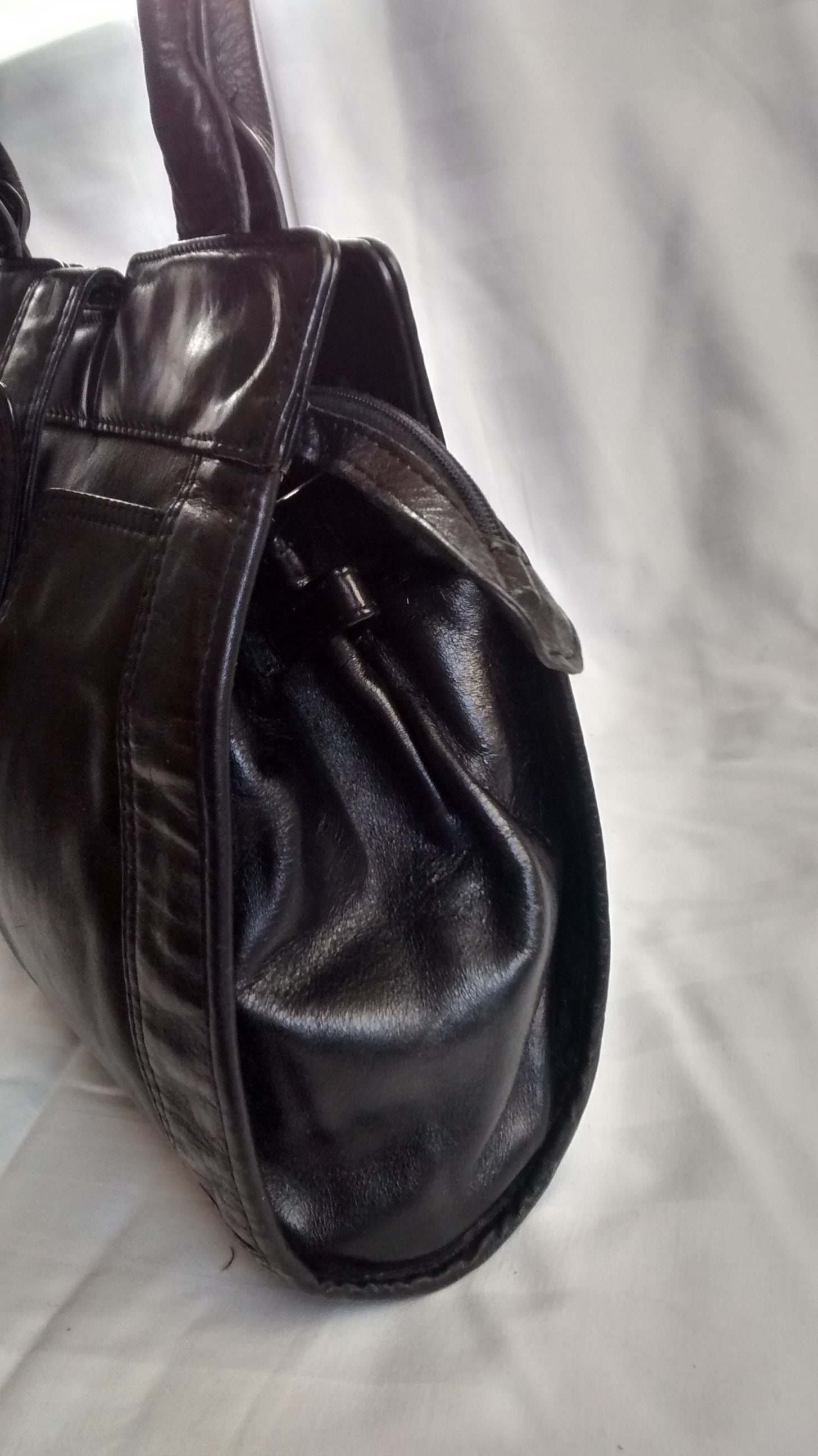 Vintage Dutch Black Leather Bag Tiny's Dutch Leather Bag - Etsy