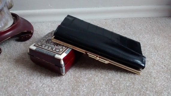 Vintage Classy 1970 Eel Skin Black wallet Vintage