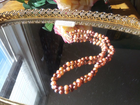Vintage Genuine fresh water pearls necklace, 7 mm… - image 2
