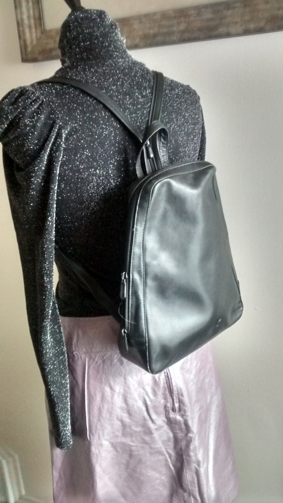 Vintage black backpack,Derec Alexander Black leath