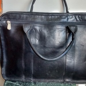 Vintage Echtleder Aktentasche Queros Schwarz Leder Aktentasche Aktentasche Drs Tasche Retro Alte Tasche Vintage Gepäck Vintage Fall.90