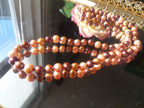 Vintage Genuine fresh water pearls necklace, 7 mm… - image 4