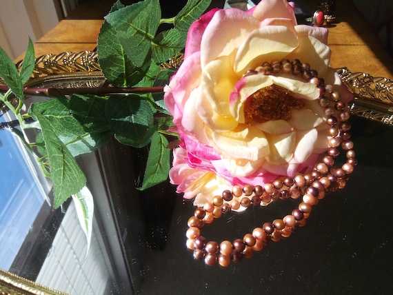 Vintage Genuine fresh water pearls necklace, 7 mm… - image 1