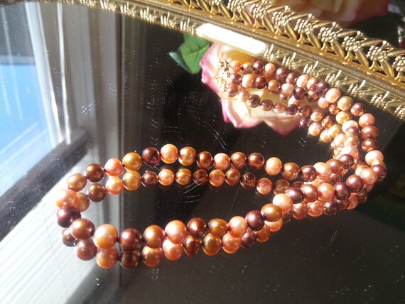 Vintage Genuine fresh water pearls necklace, 7 mm… - image 3