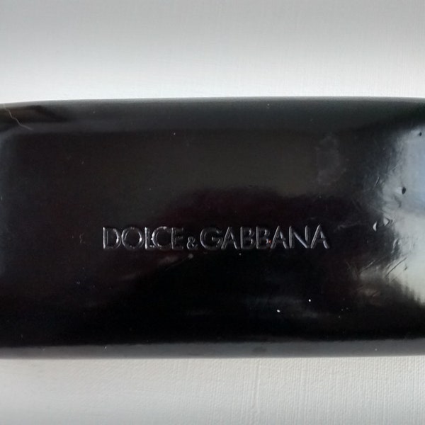Authentisches schwarzes Brillenetui von Dolce Gabbana, Brillenetui, Sonnenbrillenhülle, Specs Spectacles Eyewear, starres weißes Etui, hergestellt in Italien, 016