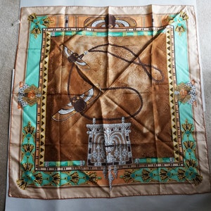 Authentic  Must de Cartier silk scarf, Authentic Silk Scarf Foulard Egypt Scarab With Tag 027