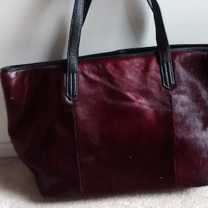 Vintage Shopping bag by CHRISTOPHER KON hobo bag/tote bag , burgundy caw fur bag,61