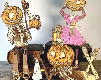 Halloween Pumpkin Family Laser Cut File Set x 3 SVG Characters for Glowforge, xTool,  – Spooky Fall Decor DIY 3mm