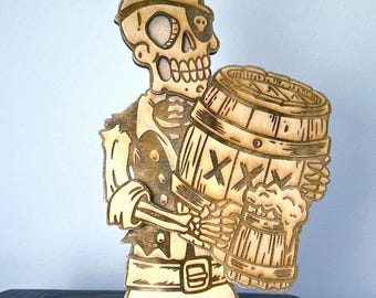 Skeleton Pirate SVG, xTool Tavern Decor, 3mm Plywood Digital File