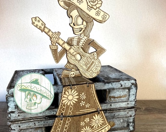 La Catrina Skeleton Guitarist Laser Cut File (SVG DXF)