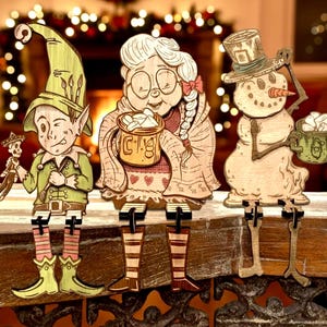 Weihnachtself, Frau Weihnachtsmann und Schneemann. Laserschnittdatei Einfach Weihnachten Weihnachtsmann Xtool D1 pro svg Lightburn Glowforge Olof Weihnachtsmann Helfer