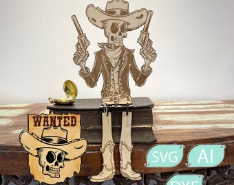 Most Wanted in the Wild West: Cowboy Laser Cut File. Xtool D1 Pro Laser Cut File. Lightburn