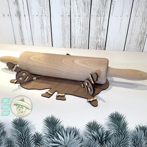 Rodillo con soporte para pan de jengibre aplanado Archivo cortado con láser 3 mm SVG DXF Ai Xcs Ibrn para Lightburn y xTool Navidad