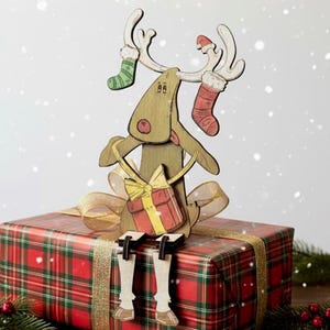 Einfach zu montierender Rudolph mit der roten Nase: Weihnachtsmanns bester Freund Laser Cut Datei Xtool D1 s1 IKier K1 AtomStack gweike svg DxF Lightburn