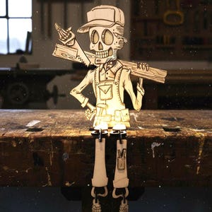 Gelukkig skelettimmerman - Lasergesneden bestand Halloween xtool d1 pro lightburn-bestanden Glowforge laser svg laser klaar bestanden