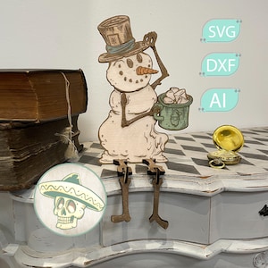 Entzückender Schneemann, der heiße Schokolade genießt - Perfektes Weihnachtsdekor oder meistverkauftes Objekt auf dem Markt! Xtool Lightburn Glowforge Laserschnittdatei
