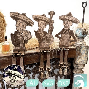 Hillbilly Skeleton Band Figurines: Ideal Gift for Music Lovers & Halloween Fanatics. Xtool D1 Pro Laser Cut File. Lightburn