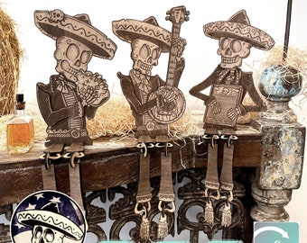 Hillbilly Skeleton Band Figurines: Ideal Gift for Music Lovers & Halloween Fanatics. Xtool D1 Pro Laser Cut File. Lightburn