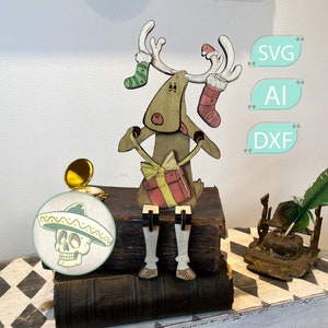 Rudolph la renna dal naso rosso facile da montare: File di taglio laser del migliore amico di Babbo Natale Xtool D1 s1 IKier K1 AtomStack gweike Svg DxF Lightburn