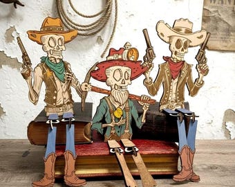 Cowboy Skeleton Shelf Sitters Laser Cut Files, Western Halloween Decor (Digital Download)