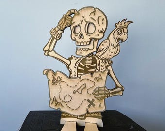 Skeleton Pirate SVG, Treasure Map Art, Decor, 3mm Plywood Digital File