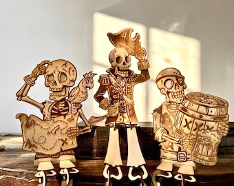 Skeleton Pirate Bundle SVG, Shelf Sitter TTRPG Decor, 3mm Plywood Digital File