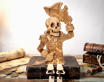 Pirate Skeleton Shelf Sitter SVG | 3mm Plywood Decor File | TTRPG Digital Download